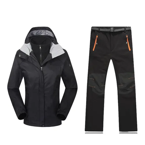 Зимний и весенний женский спортивный костюм stormwear, ветронепроницаемый, водонепроницаемый, Термальный, для альпинизма, катания на лыжах, путешествий и циклин - Цвет: Черный