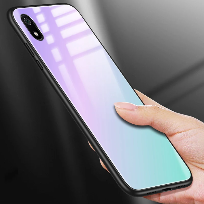 Чехол из закаленного стекла для Xiaomi Redmi 7A 7a градиентный цвет задняя крышка 7 A