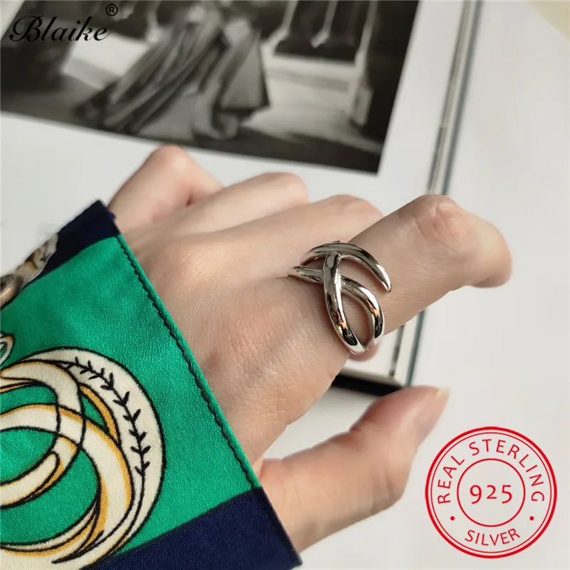 S925 стерлингового серебра кольца для мужчин и женщин Личность ткачество кольцо