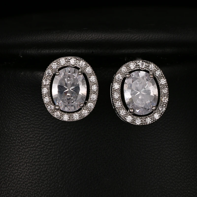 

Beautiful Fashion Female Stud Earrings Sparking Cubic Zirconia Pave Bridal Jewelry Pendientes Mujer Moda Party Gifts E-092