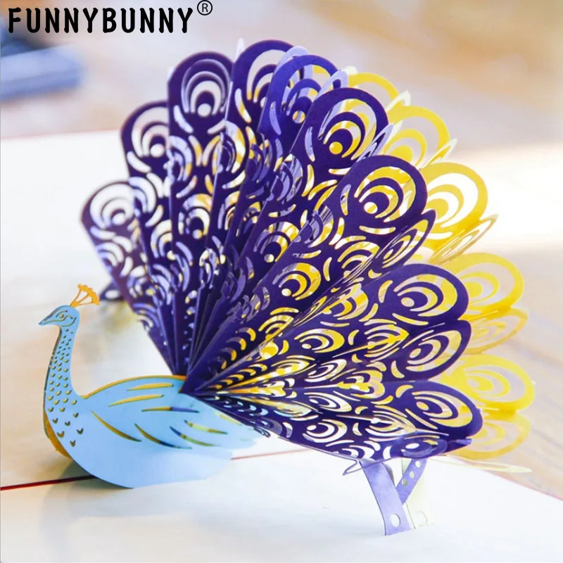 Открытка на день рождения с павлином для жены мужа детей открытка и конверты