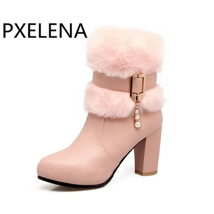 Свадебные ботинки PXELENA с бусинами и пряжкой женская обувь белые розовые бежевые