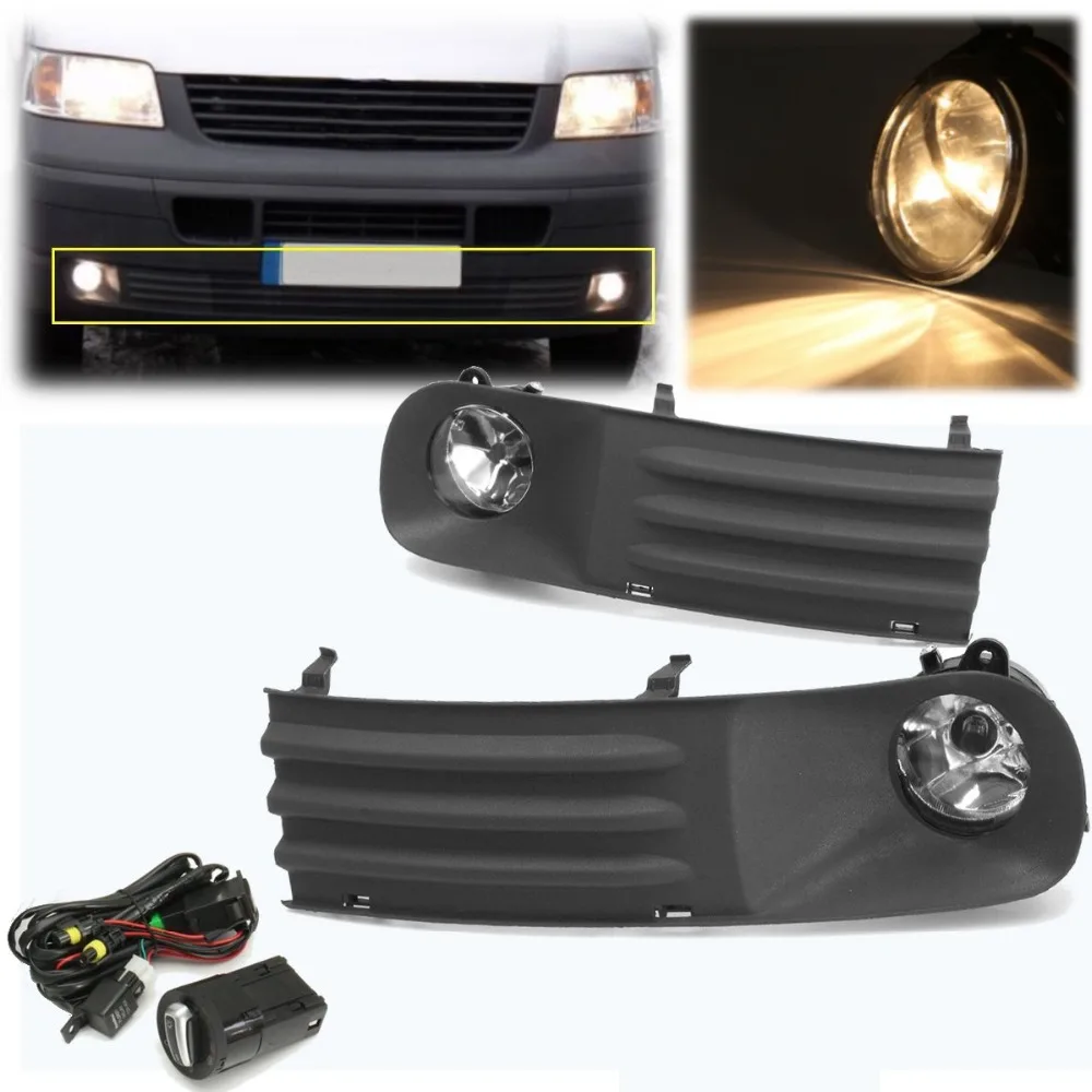 

55W Front Left Right Foglight Grille Kit Set w/ Wiring Headlight Switch For VW T5 TRANSPORTER 2003-2010