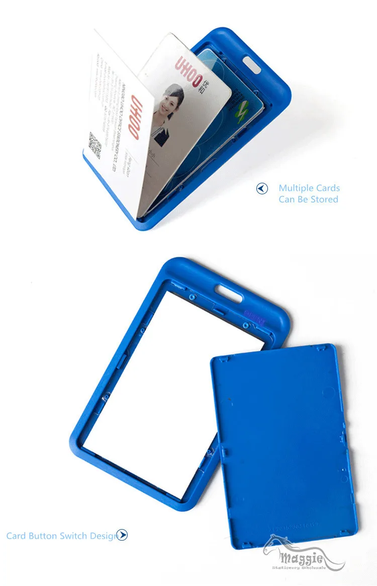 PP ID Card Holder Candy Colors Name Tag Exhibition Cards Business Badge Holder With Lanyard School Office Supplies