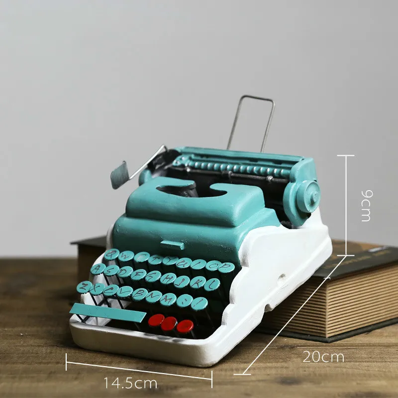 

Retro Resin Metal Typewriter Figurines Handicrafts Vintage Antique Marking Machine Miniatures Model Home Decoration Crafts Gift