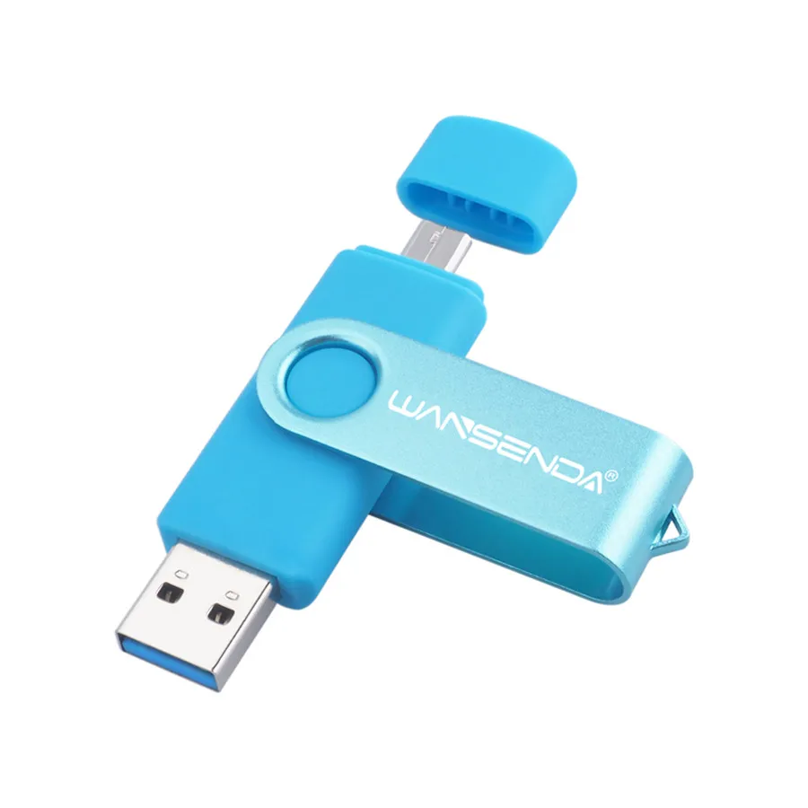 Синий WANSENDA высокоскоростной USB флеш-накопитель OTG флеш-накопитель 32 ГБ Usb флэш-диск 64 Гб 128 ГБ 256 ГБ Usb флешка 3,0 Флешка для Android Mobile - Цвет: Синий