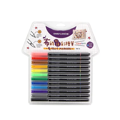 12Colors double head Simbalion ткань и футболка маркер для рисования линий 12 цветов двуглавая текстильная краска ткань пигментный маркер DIY художественные принадлежности - Цвет: 12Colors double head
