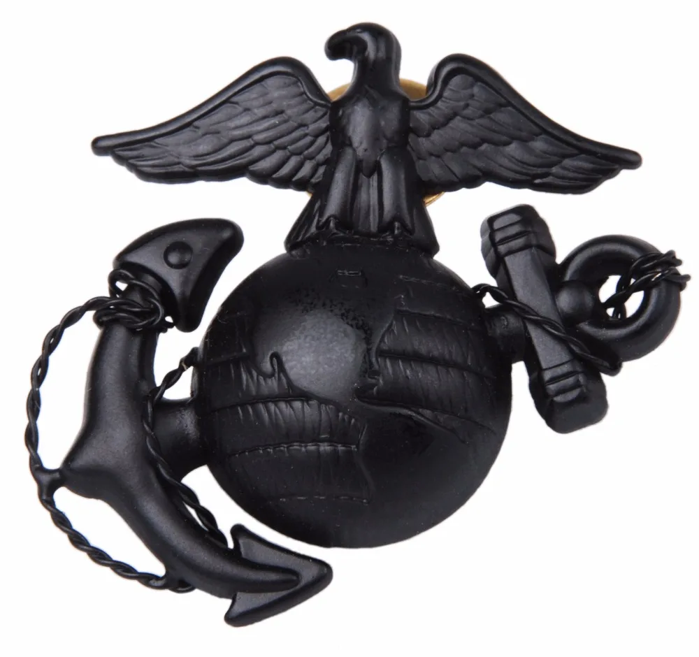 Металлическая шляпа значок черный офицер USMC времен Второй мировой войны в