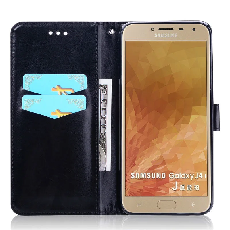 Кожаный чехол для Samsung Galaxy J4 2018 чехлы из ТПУ флип-чехол Plus J400F J400 | Мобильные