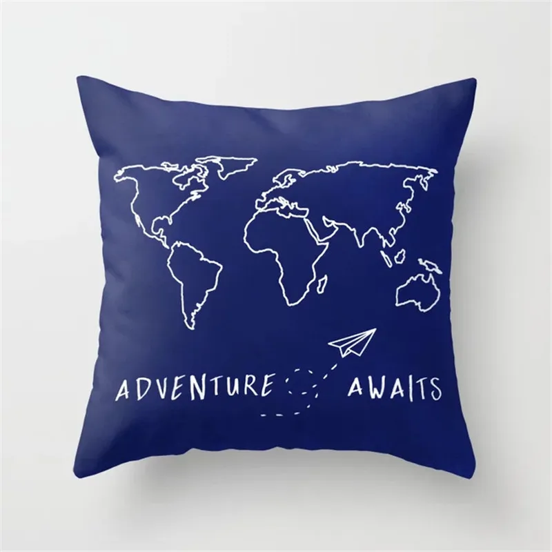 Cushion Covers14 Стиль простой Винтаж карта мира узор чехол для подушки из полиэстера Подушка Чехол домашний декор для автомобиля диван наволочка - Цвет: Cushion Covers14