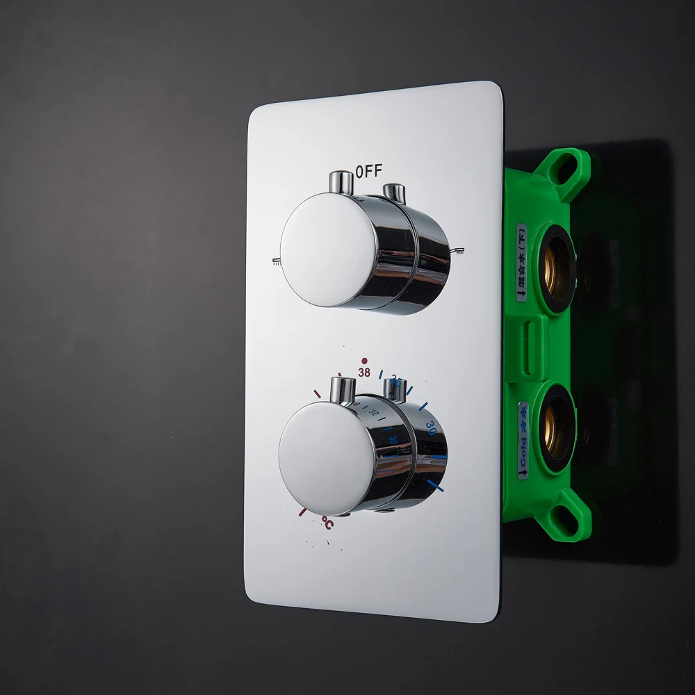 Хромированный термостатический клапан смесителя с двойной ручкой|Картриджи для