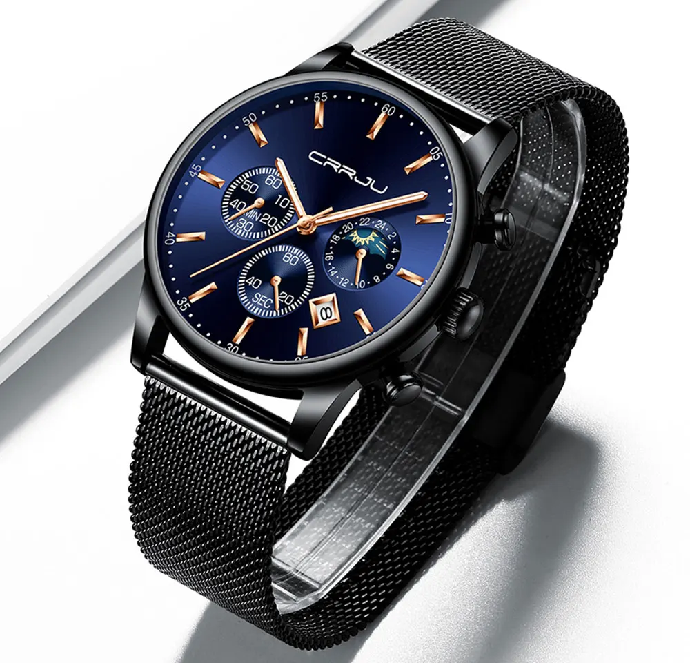 CRRJU мужские часы Reloj Hombre 2019 s лучший бренд класса люкс кварцевые с большим