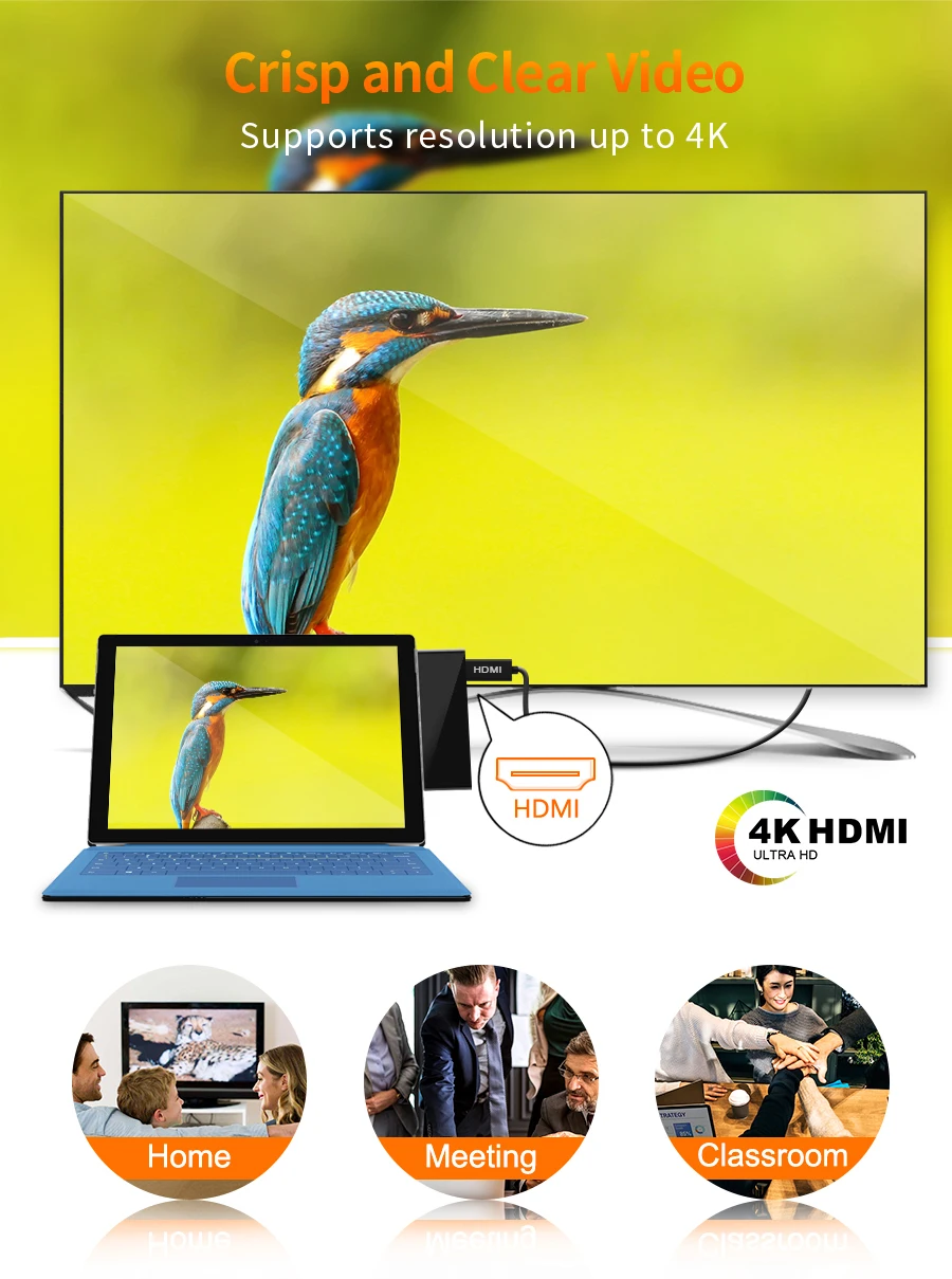 Rocketek HUB 4K HDMI и usb 3,0 кард-ридер/1000 Мбит/с гигабитный Ethernet адаптер для SD/TF micro SD microsoft Surface Pro 3/4/5/6