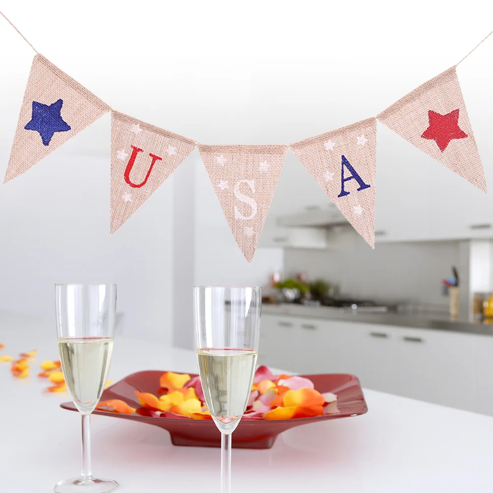 2 м США Мешковина Вымпел баннеры висячий декор для американского Национального