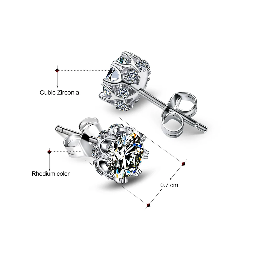 Женские серьги гвоздики с фианитом класса ААА|Серьги-гвоздики| |