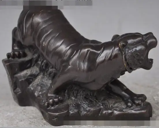 S01592 7 &quotКитайский Фэншуй Бронзовый свирепый злой Зодиак Год животное тигр статуя