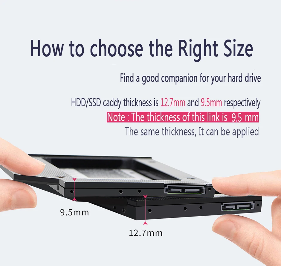 Алюминиевый Чехол Optibay 9,5 мм SATA 3,0 2nd HDD Caddy SSD CD DVD корпус для ноутбука DVD-ROM Оптический отсек SuperDrive