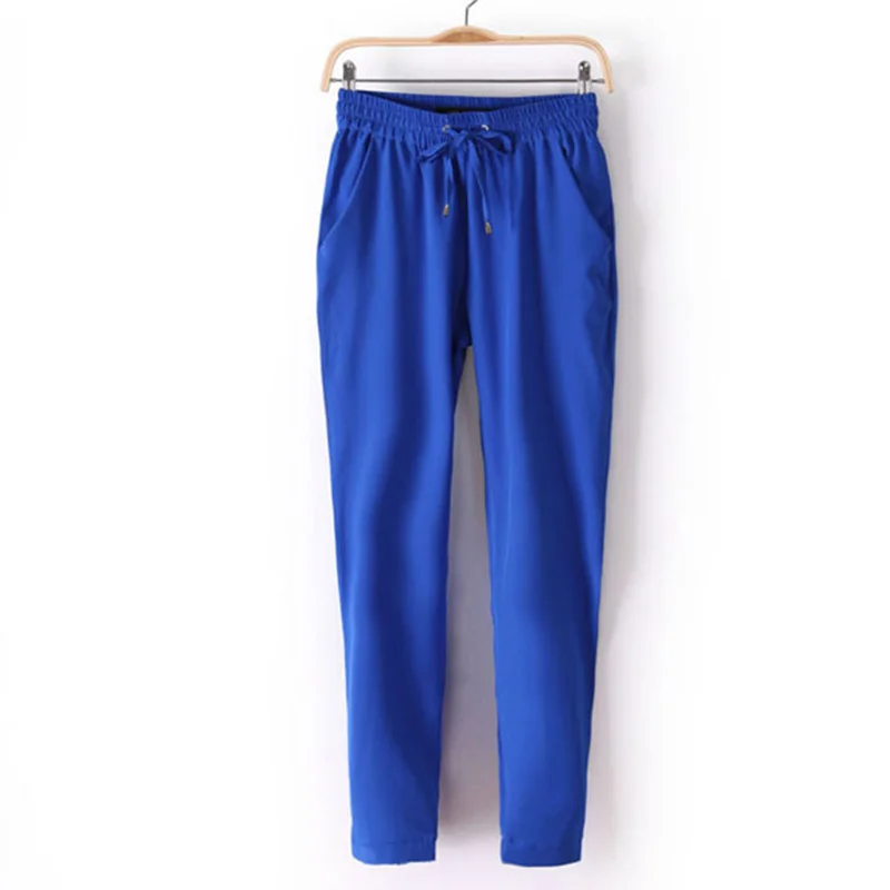 blue Новые женские повседневные офисные узкие брюки для девушек, 7 цветов, узкие Стрейчевые брюки, модные джинсовые брюки-карандаши ярких цветов - Цвет: blue