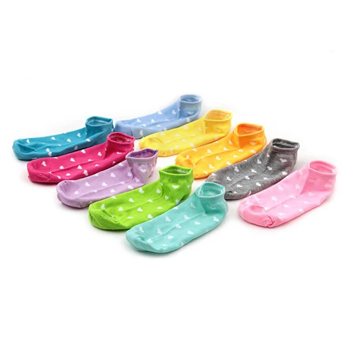 5 пар 10 шт. милые Короткие хлопковые носки с сердечками для девочек повседневные