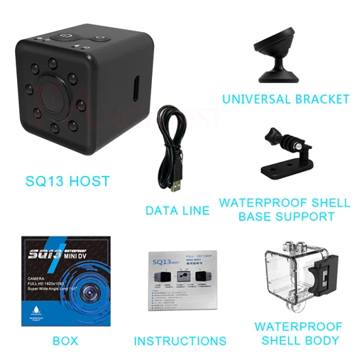 Черный FANGTUOSI SQ13 wifi маленькая мини камера HD 1080P видео датчик ночного видения микро видеокамера DVR регистратор движения видеокамера SQ 13 - Цвет: Черный