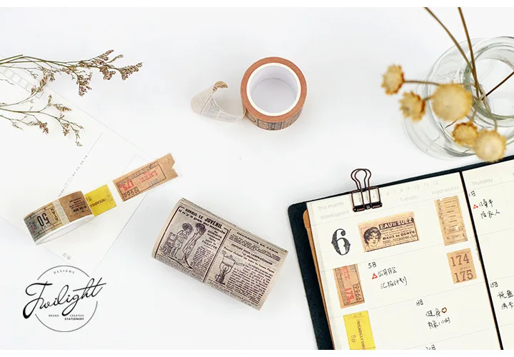 Creative Retro Newspaper Map Gothic Decorative Adhesive Tape Washi Tape DIY Scrapbooking Masking Tape Vintage Style 8m/11 Styles