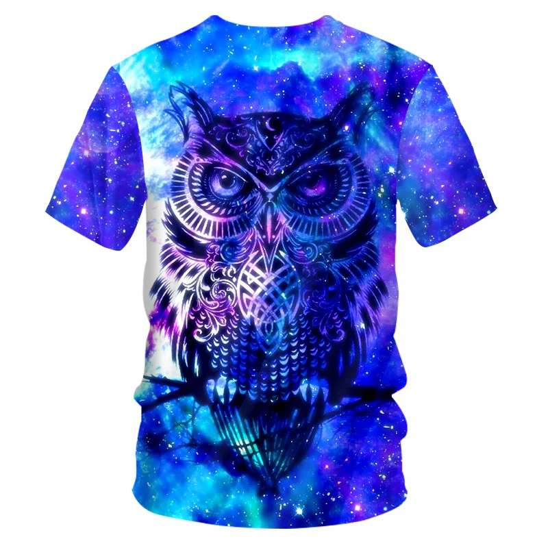 Футболка мужская с 3D-принтом Совы и круглым вырезом коротким рукавом | Мужская