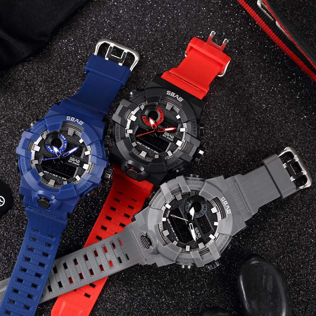 Мужские часы SBAO спортивные многофункциональные водонепроницаемые с будильником