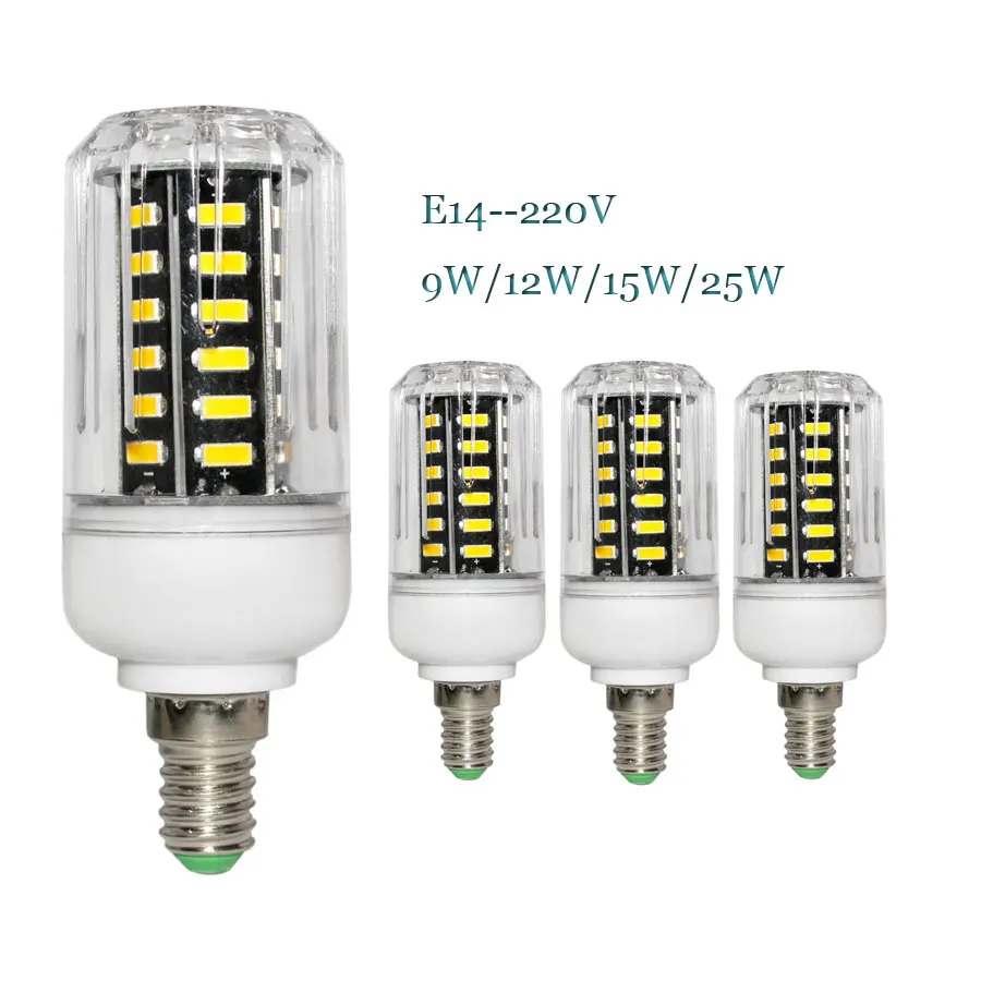 Светодиодная лампа кукуруза 7030 7020 SMD Светодиодные лампы E14 220 В 25 Вт 15 12 9 5736