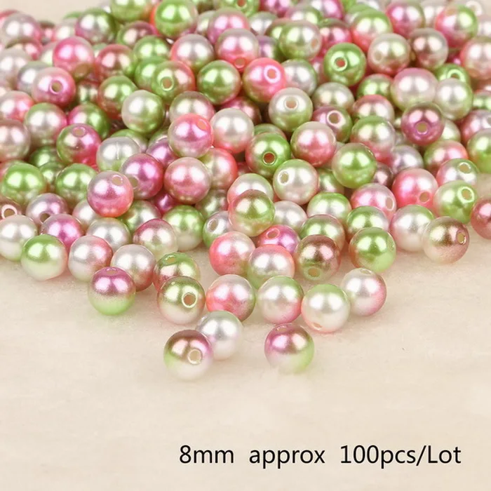 Diameter 8mm 100pcs 50-500 шт./пакет ABS Перл Круглый Диаметр 4/6/8/10 мм отверстие 1 мм пять Цвет DIY производства ювелирных изделий - Цвет: Diameter 8mm 100pcs