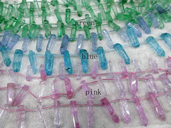 

high quality Natural Rock Quartz ,sharp spikes freeform blue green puprle rose pink red blue rainbow mixed bead 15-50mm full str
