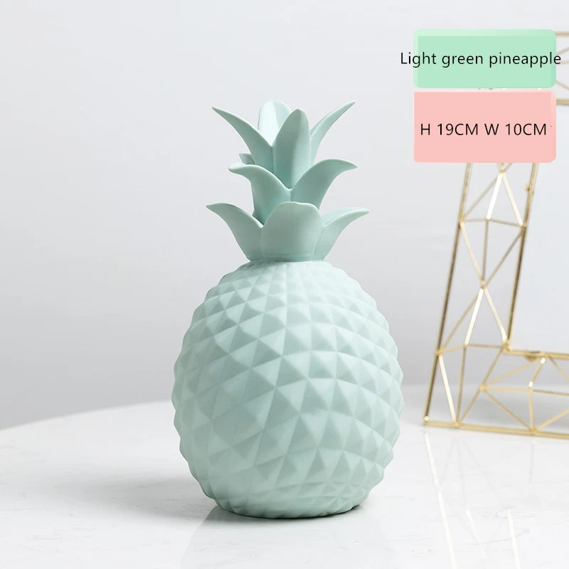 Light green pineappl Европейская керамическая эмалированная фигурка животного, кошка, лиса, олень, ананас, фигурки, Декор для дома, аксессуары, миниатюры, ремесла - Цвет: Light green pineappl