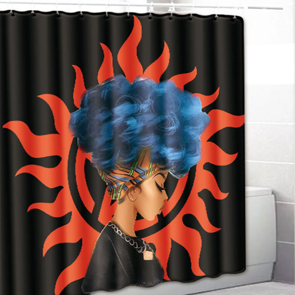 Водонепроницаемая душевая занавеска с принтом Африканской девушки Подставка