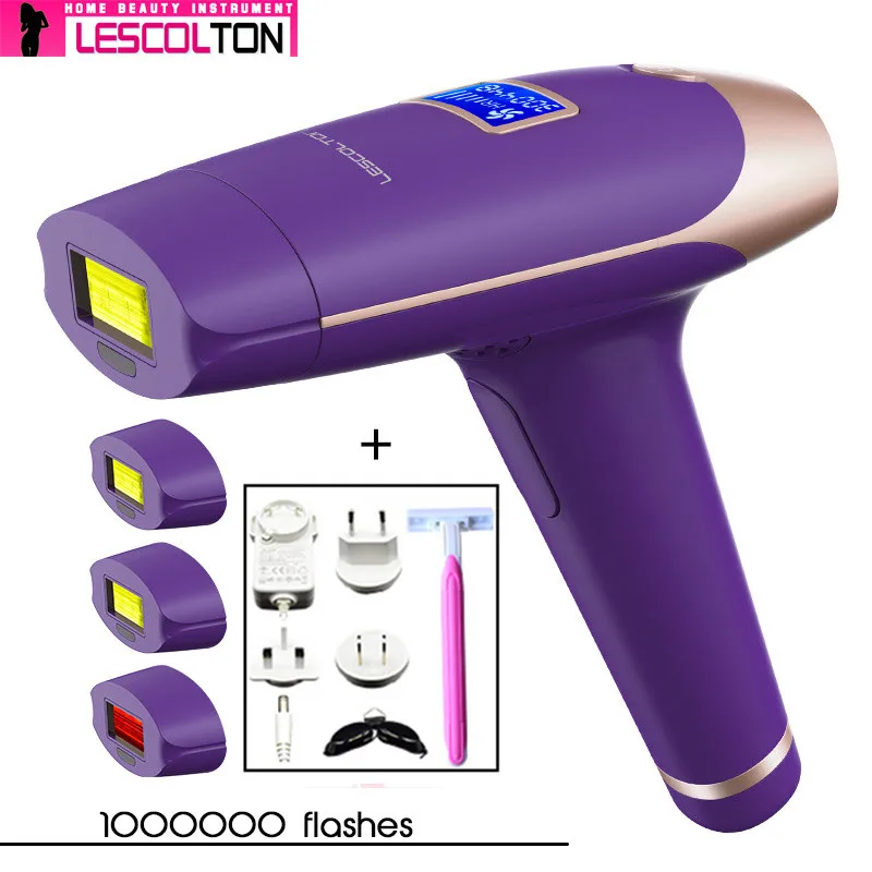 1000000times Purple Lescolton 6в1 5в1 4в1 IPL лазерная Машинка для удаления волос лазерный эпилятор постоянный Депилятор Электрический 1900000 импульсный - Цвет: 1000000times Purple
