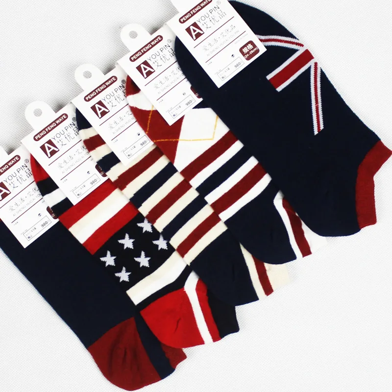 5 пар/лот = 10 шт. полосатые Дышащие носки летние мужские тонкие с национальным