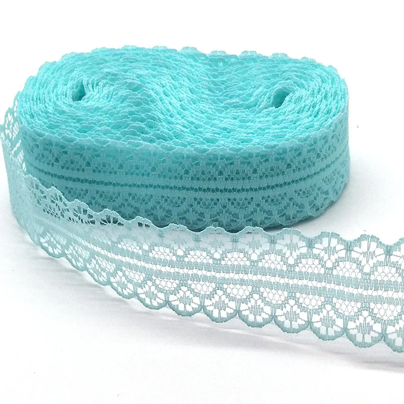 Mint Green Высокое качество 10 ярдов Белое кружево, лента, тесьма ширина 28 мм Отделка ткани DIY вышитые для шитья украшения африканская кружевная ткань - Цвет: Mint Green