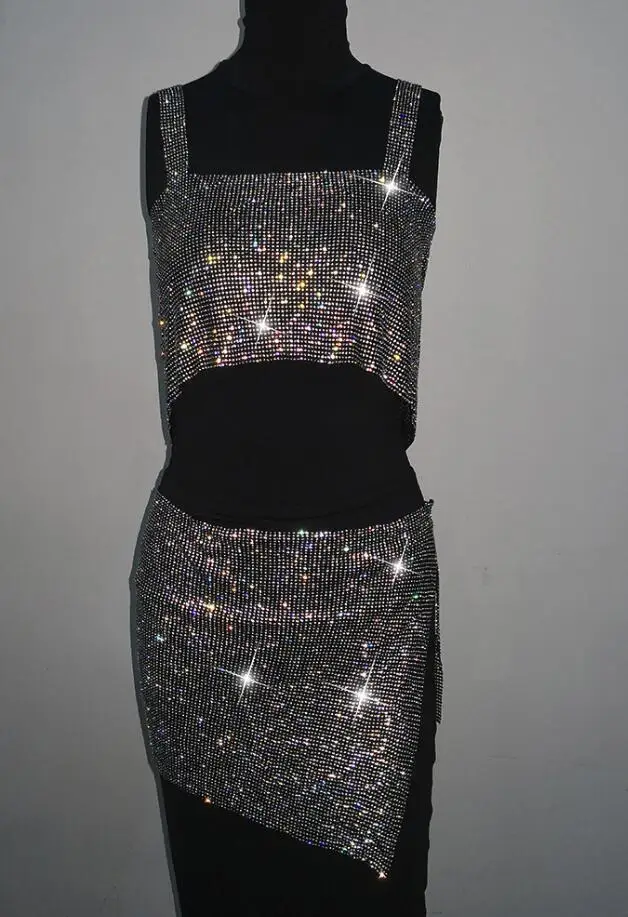 Black-Dress Сексуальная металлическая цепочка на тело, платье с блестками для женщин, сверкающие бриллианты, шикарное летнее платье, Роскошные платья для ночного клуба, платья для вечеринок, бодикон, новинка - Цвет: Black-Dress