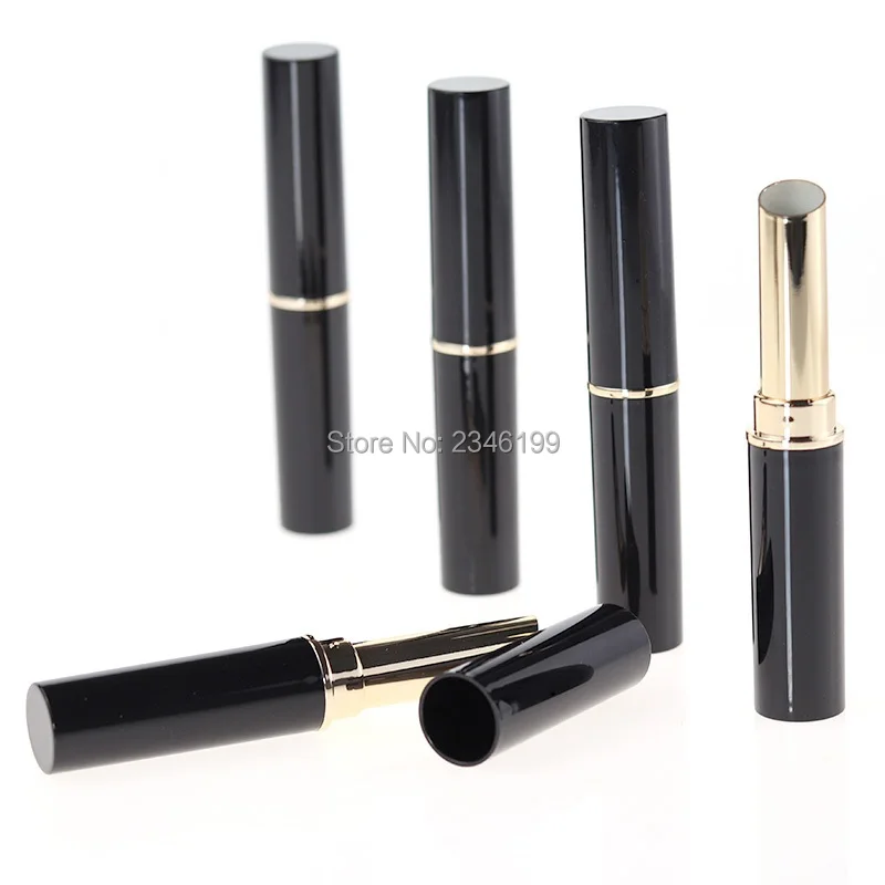 Блестящий черный круглый пустой тюбик для губной помады пластиковый