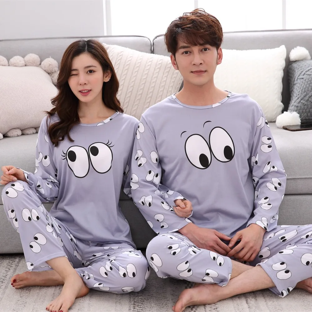Женские пижамные комплекты с длинным рукавом Мультяшные парные Женский пижамный