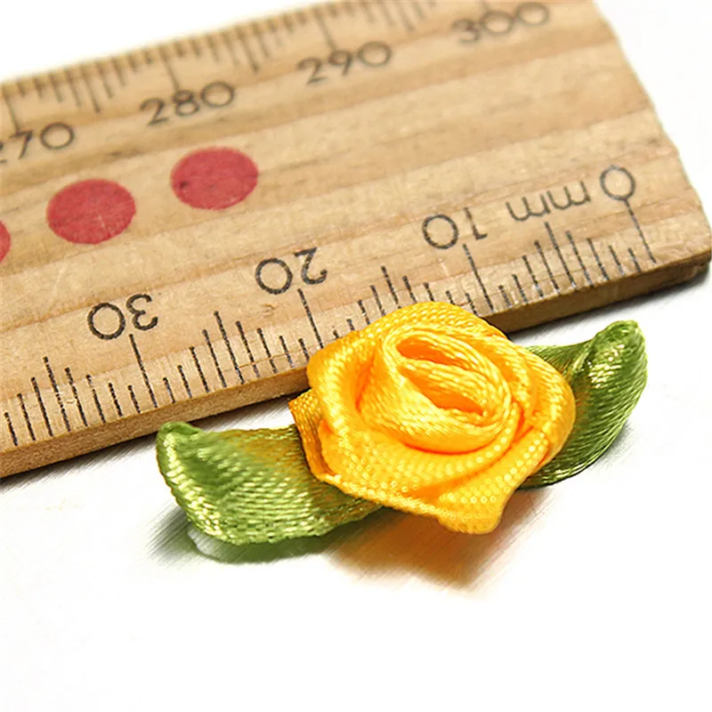 

500PCS DIY Satin Ribbon Roses Flower Appliques Scrapbooking Sewing Handmade Small Wedding Party Craft Decor 100Pcs