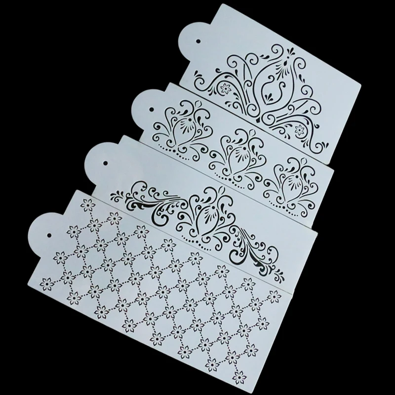 4Pcs/Set Princess Lace Cake Stencil Set Craft Stencils Border Decorating | Дом и сад