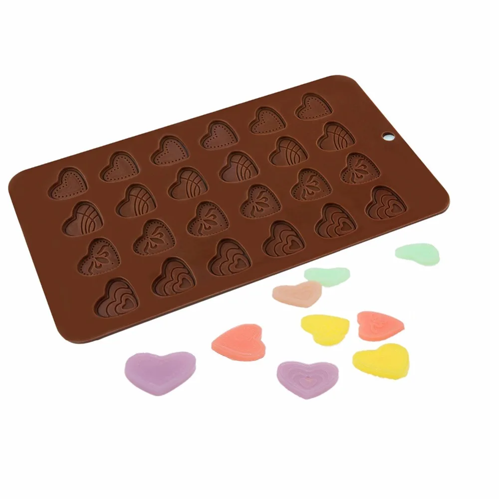 

DIY Mini Silicone Heart Moulds with 24 Chocolate Hearts Candy Fondant Mold