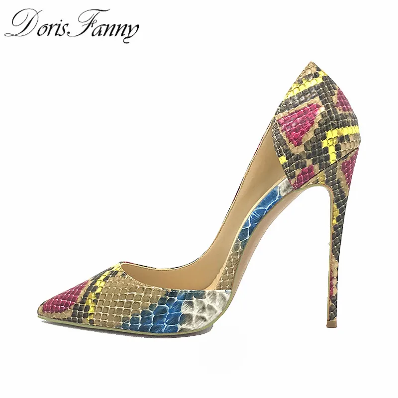 DorisFanny/со змеиным принтом Туфли на шпильках Для женщин С острым носком Пикантные