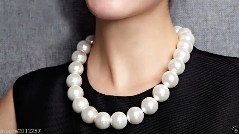 

Selling jewerly >Rare Huge 20 mm round South Sea White Shell Pearl Necklace 17.5" AAA+ >free shipping