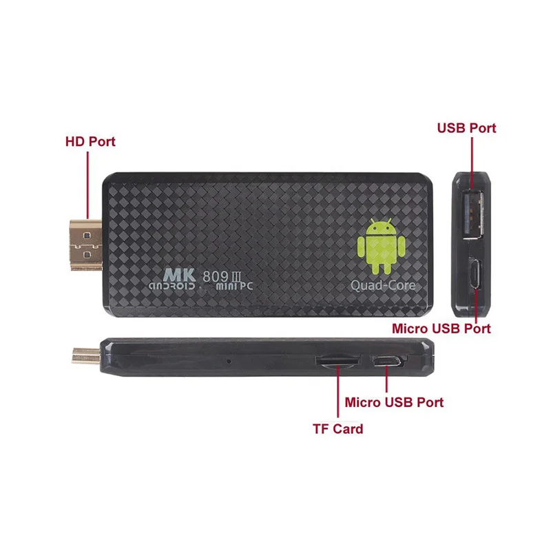 MK809 III Android4.4 tv box придерживайтесь Quad Core mini pc 2 Г/8 Г wi-fi MK809III мини-пк XBMC + Rii i8 2.4
