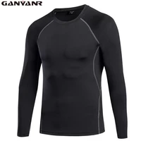 ganyanr brand running t shirt men sportswear tights sports male fitness bodybuilding long sleeve solid compression 2017 dry fit