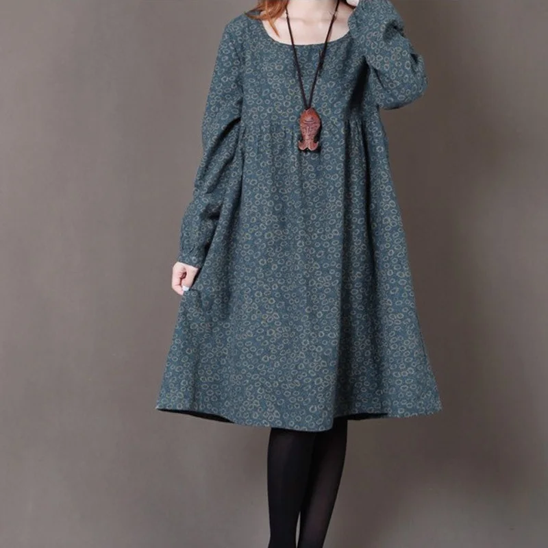 NYFS летнее платье в винтажном стиле Большие Размеры свободные носки с мелким