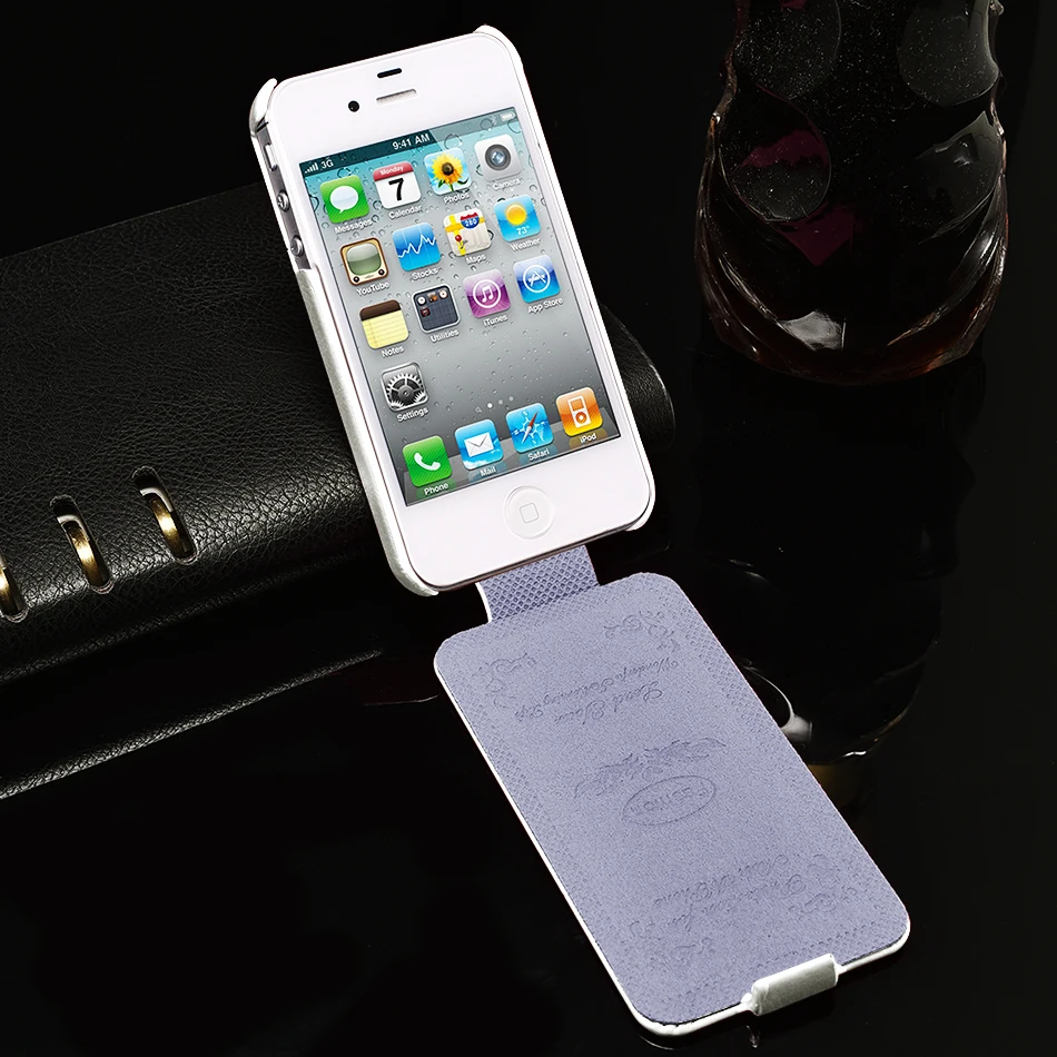 Роскошный ретро флип-кейс из искусственной кожи для iPhone 4 4s, роскошная задняя крышка с модным логотипом, черного, коричневого, розового цветов от YOTONE