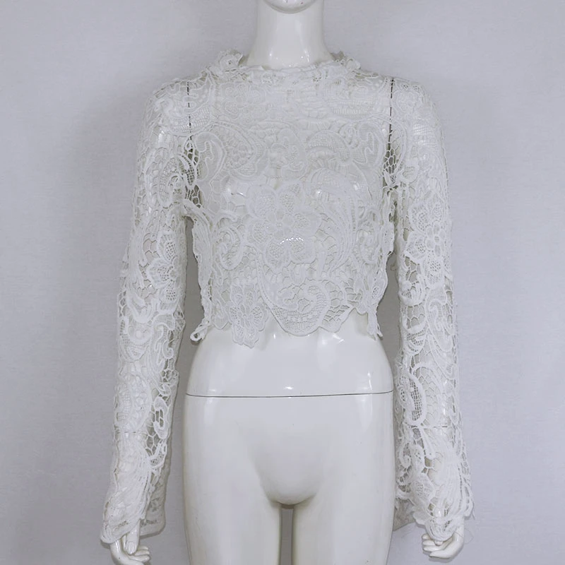Женское кружевное свадебное платье короткий пуловер с воротником стойкой и