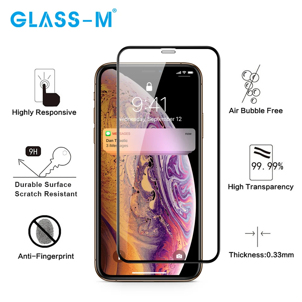 Изогнутое закаленное 3D стекло для iPhone xs max Защитная пленка экрана X XS XR Прямая