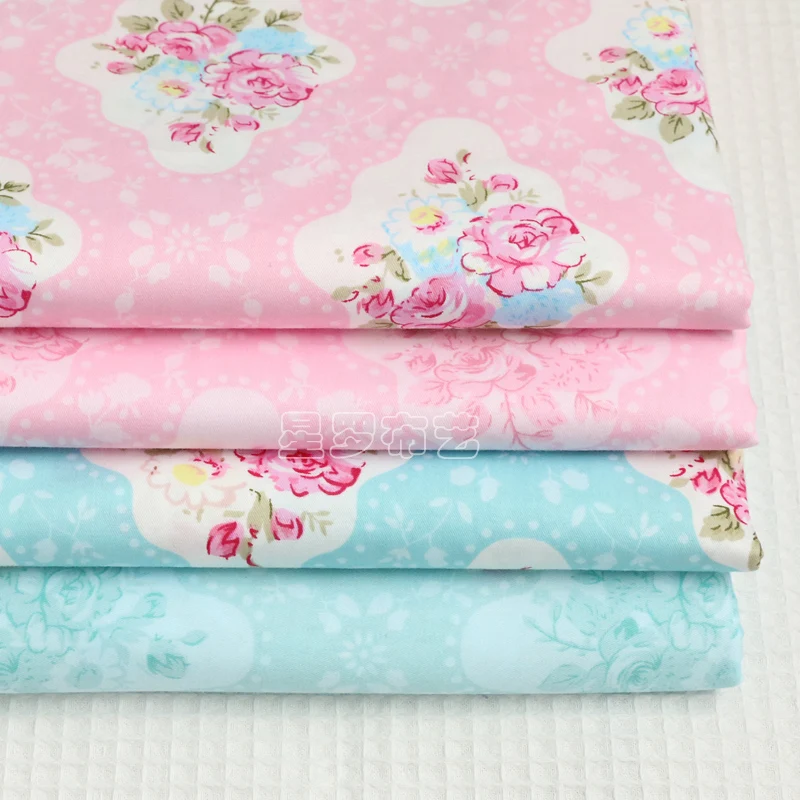 Бесплатная доставка 100% хлопок цветочный принт ткань ABCD для платья цена 1/2 ярда |